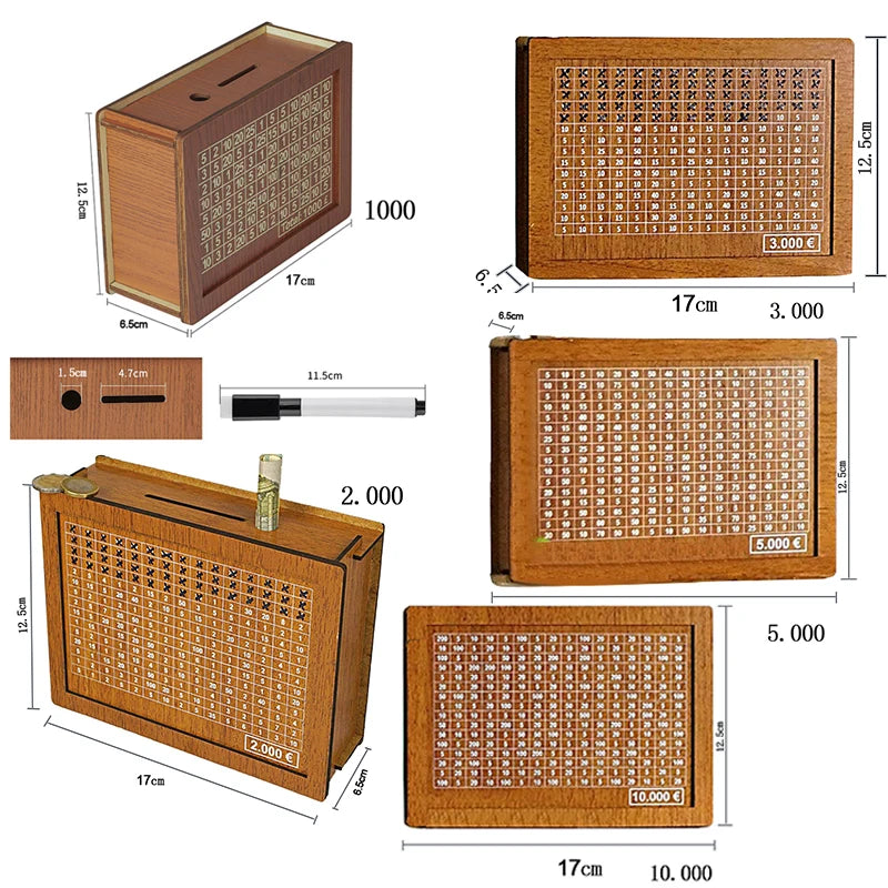 Tirelire Japonaise Bois Couleur Chêne | 2000€ à 10000€